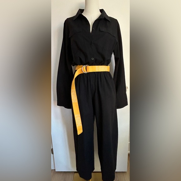 Black Jumpsuit, elastic waist, Size M - Picture 3 of 14